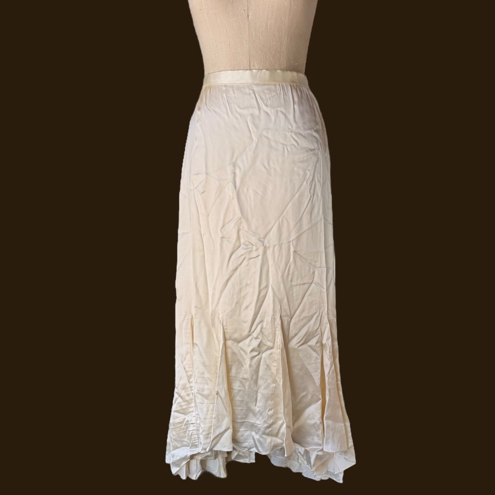 Antique Victorian Cream Silky Petticoat Maxi Skirt